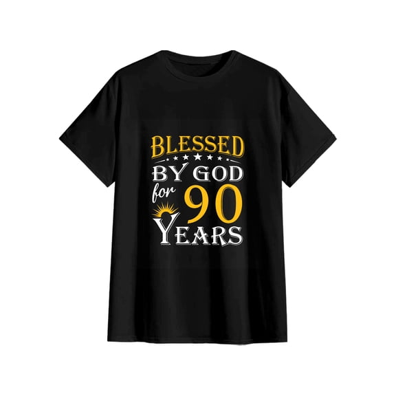 Unisex Blessed By God For 90 Years Cotton T-Shirt 90th Birthday Gift S