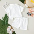 thumbnail image 3 of HWJAD Toddler Baby Boy 2 Piece Summer Outfit Short Sleeve Polo Shirt and Shorts Set Infant Casual Clothes 6M-3Y, 3 of 10