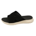 thumbnail image 6 of Rokment Womens Orthopedic Memory Foam Beach Slip on Sandals Summer Fashion Comfortable Mesh Crooss Band Platform Wedge Low Heel Walking Slides Casual Flat Slippers Black Size 9, 6 of 8