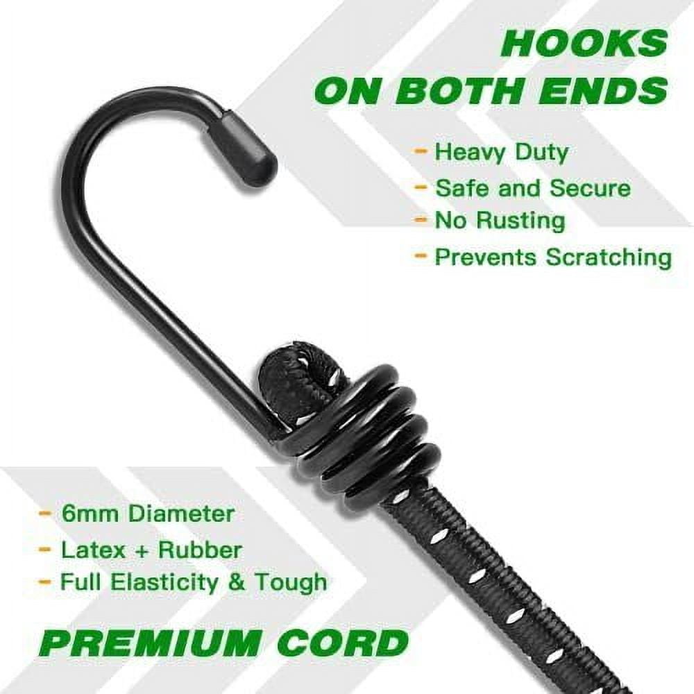 Bungee Cords with Hooks 18 Inch - Black Bungee Cords Heavy Duty Outdoor - Ass...