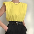 thumbnail image 1 of Txlixc Chaleco de verano femenino, chaleco de cuello redondo de color sólido, camiseta de hombro sin mangas Txlixc moda, 1 of 2