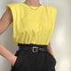 thumbnail image 1 of Txlixc Chaleco de verano femenino, chaleco de cuello redondo de color sólido, camiseta de hombro sin mangas Txlixc moda, 1 of 2
