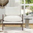 thumbnail image 2 of GZXS Modern Velvet Accent Chairs Extra-Thick Padded Backrest and Seat Wood Frame Arm Chair for Living Room and Bedroom (White), 2 of 10