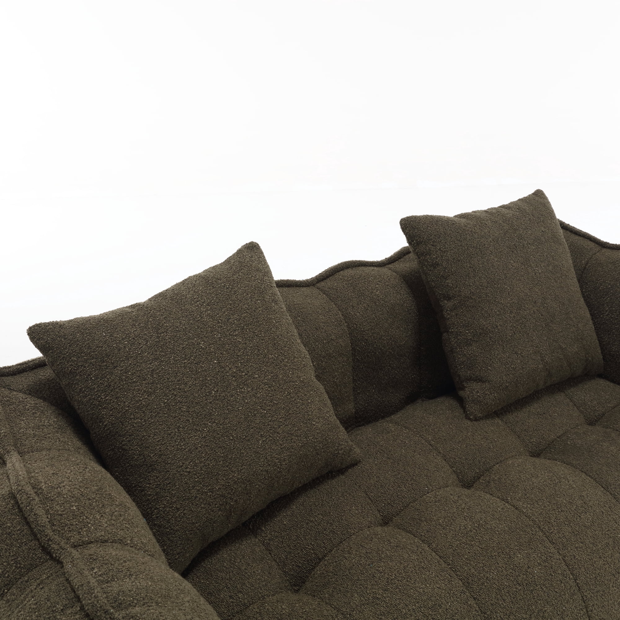 Aukfa 65" Compressed Loveseat Sofa for Living Room,No Assembly, 2 Pillow, Chenille, Olive Green