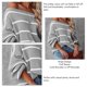 thumbnail image 5 of Blusa de mujer Jersey Manga abullonada Camisa fría con hombros descubiertos Diseño de rayas para fiesta en casa Gris M, 5 of 6