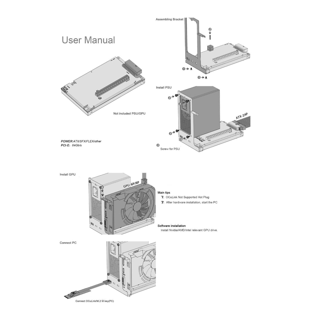 TINYSOME OCuP4 OCuP4v2 PCIE4.0 External Docking Station for OCuLink Graphics Cards
