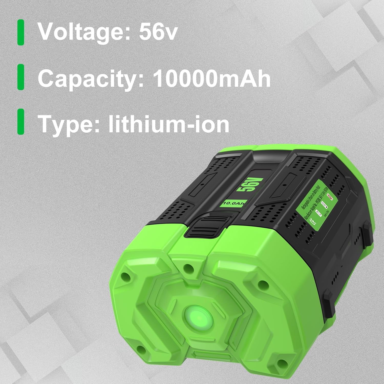 56V 10.0Ah Lithium-Ion Replacement for EGO 56V Battery BA1400T BA2800T BA4200T BA5600T BA3360T BA2242T Lawn Mower Leaf Blower Chainsaw Power Tools
