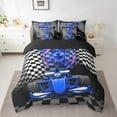 thumbnail image 2 of Erosebridal Blue Car Bedding Sets Twin Size,Extreme Sport Comforter Sets with Sheets,Geometric Buffalo Bed in a Bag Twin size,Breathable Automobile Room Decor,Reversible,7pcs, 2 of 6