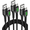 thumbnail image 1 of INIU USB Cable C [Paquete de 3, 6.6ft*2+1.6ft], Cable de Carga Rápida Trenzado de Nailon QC de 3.1A para Samsung iPhone, Negro, 1 of 7