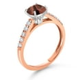 thumbnail image 3 of Gem Stone King 10K Rose Gold Red Tiger Eye and White Lab Grown Diamond Engagement Ring for Women (2.20 Cttw, Cushion Cut 8MM, Gemstone Birthstone, Available in Size 5, 6, 7, 8, 9), 3 of 4