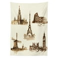 thumbnail image 3 of Ambesonne Vintage Tablecloth Rectangular Table Cover, European Landmarks City, 60"x84", Brown and Cream, 3 of 4
