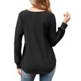 thumbnail image 2 of JYLFC Womens Shirts Textured V-Neck Tops Long Sleeve T-shirts, Black M, 2 of 3