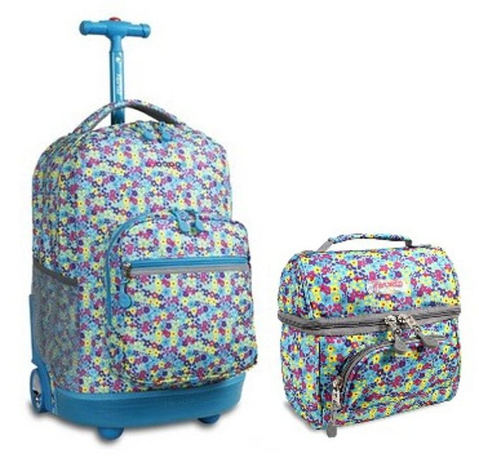 J World Floret Sunrise Roller Backpack Back Pack and Corey Lunch Bag ...