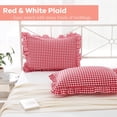 thumbnail image 3 of Fundas de Almohada K MASANIJI Cuadros Escoceses Rojo y Blanco Tamaño King, 3 of 7