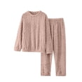 thumbnail image 6 of LEKWK Pajama Sets for Women 2 Piece Textured Fleece Cozy Fuzzy Long Sleeve Crewneck Top and Pants Fall Winter Warm Home Lounge Sleepwear, 6 of 6