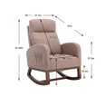 thumbnail image 2 of High Backrest Rocking Chair With Thick Padded Cushion and Side Pocket, Accent Glider Chair for Living Room, Bed Room, Office, Backyard, Front Porch, Outdoor Indoor Upholstered Fabric Chair, Camel, 2 of 9