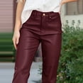 thumbnail image 5 of Tooayk Leather Pants, Wide Leg Pants Woman, Women Faux Leather High Rise Straight Pants Leg Vegan Leather Business Pant Trousers Women's Pants Multi-Color S, 5 of 7