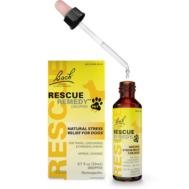 Bach RESCUE REMEDY PET Dog Dropper 20mL, Natural Calming Drops for Dogs & Puppies