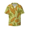 thumbnail image 4 of Uemuo Corn Pattern Cotton Linen Short Sleeve Shirts,Casual Lightweight Button Down Shirts,Vacation Beach Summer Tops-Small, 4 of 7