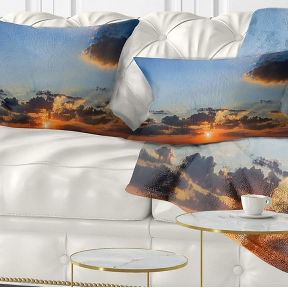 Designart 12" x 20" Blue Polyester Throw Pillow