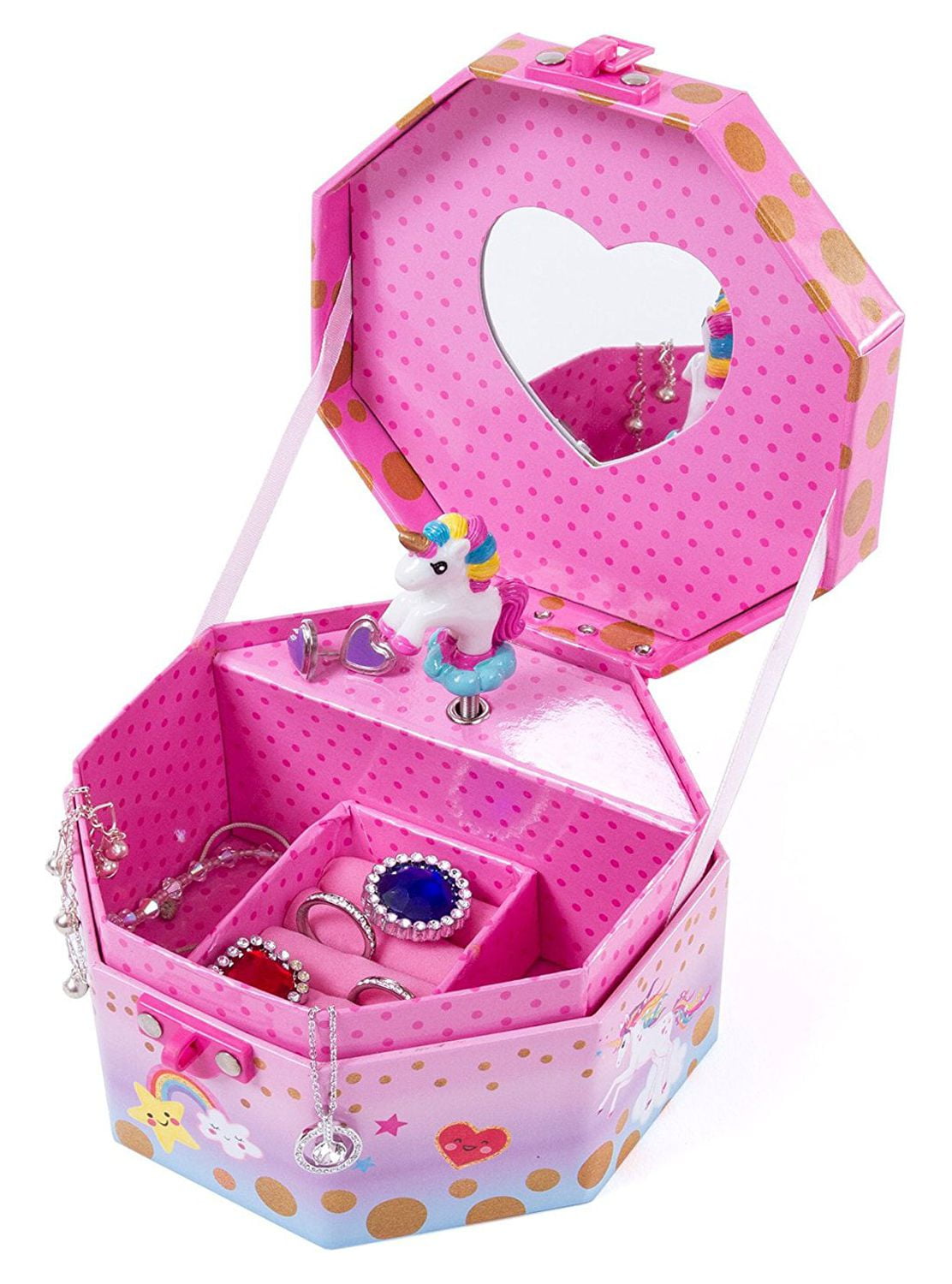 Hot Focus Musical Girls Jewelry Box Rainbow Unicorn Music Jewel