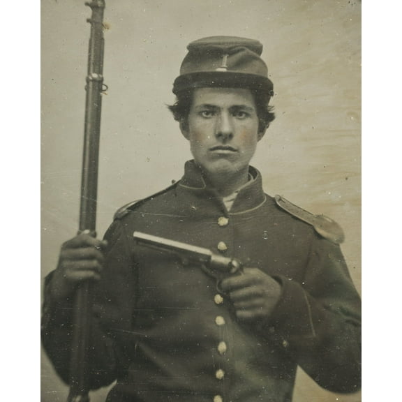 Print: Young Civil War Soldier In Union Uniform, Shoulder Scales
