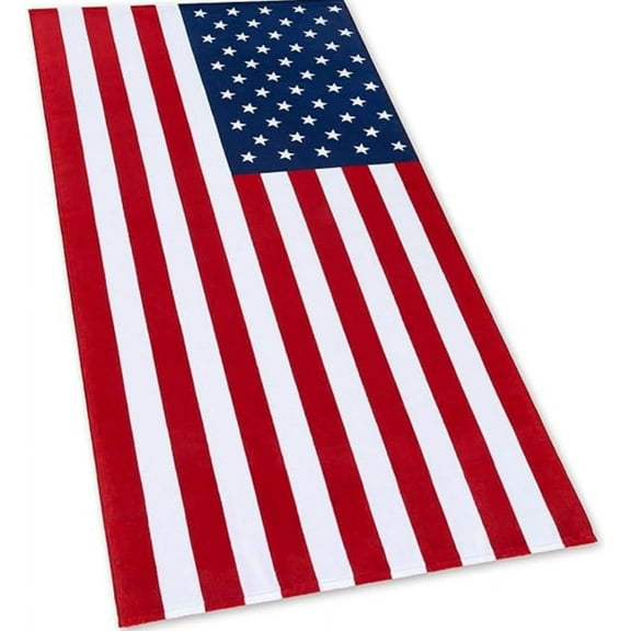 Pure Essence - American Flag Printed Beach and Pool Towel Set, 100% Cotton, 30 inch x 60 inch - USA Flag