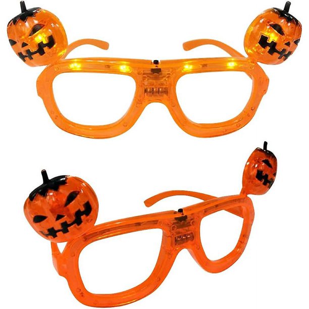 Gafas de fiesta con cabezas de calabaza de Halloween con luz LED intermitente