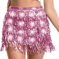 thumbnail image 5 of AGWOLF Women Tassel Sequin Skirt Sparkly Elastic High Waist Skirts Shiny Led Mini Skirts Fringe Belly Dance Hip Scarf Rave Party Outfit, 5 of 7
