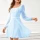 thumbnail image 3 of Vestido De Cintura Alta, Busto Plisado Cierre De Cremallera Lateral Vestido De Manga Larga Decoración De Puntos Para Vacaciones De Ocio Para Trabajo De Oficina ANGGREK No, 3 of 6
