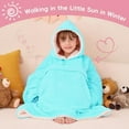 thumbnail image 2 of Wearable Blanket Kids Hoodie, Birthday Teen Girls Gifts for 8-15 Year Old Kids Oversized Sweatshirt Sherpa Flannel Cozy Hooded Blanket with Pocket for Children, Youth Teens, One Size, Teal, 2 of 7