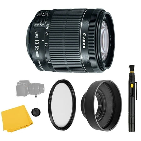 Canon EF-S 18-55mm f/3.5-5.6 IS STM Lens + UV Filter + Collapsible Rubber Lens Hood + Lens Cleaning Pen + Lens Cap Keeper + Cleaning Cloth - 18-55mm STM