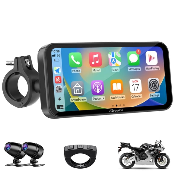 Pantalla GPS Carpuride W603D Carplay para motocicleta, 6,3 pulgadas, HD 1080P
