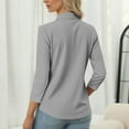 thumbnail image 4 of Casual Tops for Women, Yigetop Women's Stand Collar 3/4 Sleeve Tops Casual Shirts Basic Summer Tees Tunic Blouse Fall Winter Spring Trendy Casual Shirts Womens Long Sleeve Tops Grey 3XL, 4 of 6