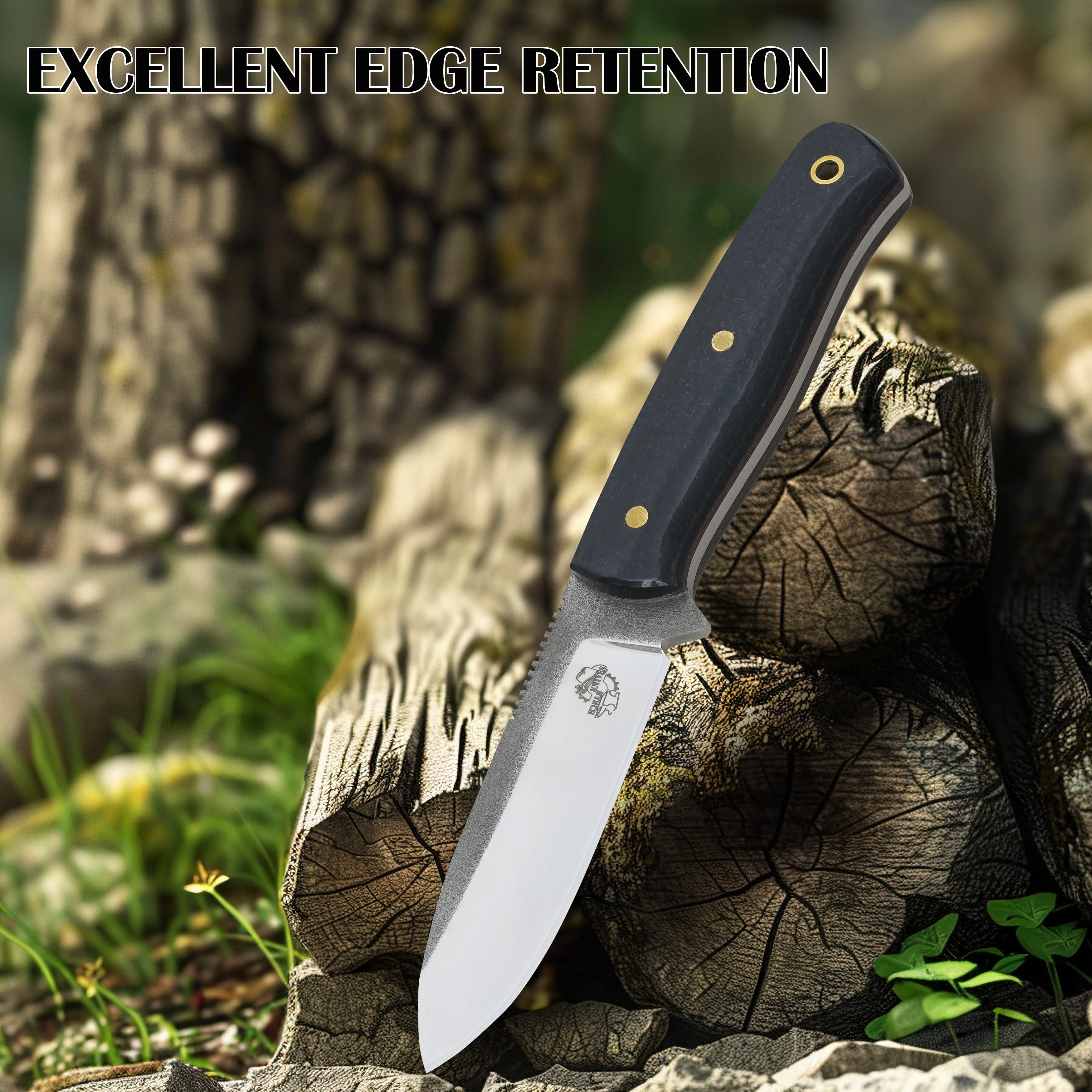 Knives Ranch Camper One | 8 inch Horizontal Carry Bushcraft, Camping, Hunting & Outdoors Knife | High Carbon Stainless Steel 440-C | 59 Hardness | Cowboy Style Dual Carry Sheath