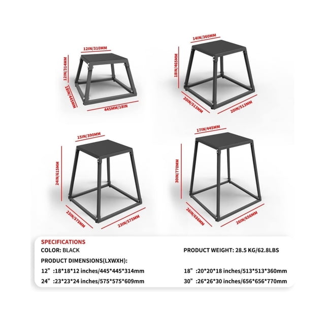 Eastvita Steel Plyometric Jumping Box - Anti - Slip Surface Metal Exercise Step - Up Box for Home Gym Training (18 Inch/Black)