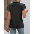 thumbnail image 5 of PULLIMORE Womens Summer Tops V Neck Ruffle Short Sleeve T-Shirts Eyelet Breathable Casual Loose Fit Shirts (S,Black), 5 of 9