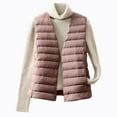 thumbnail image 4 of Hueook Long Vest for Women Fashion Women Winter Warm Wadded Style Down Coat Tank Siolid Tops Jacket Rose Gold L, 4 of 7