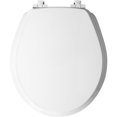 thumbnail image 1 of Siège de Toilette Rond en Bois Moulé Blanc à Fermeture Lente, 1 of 1