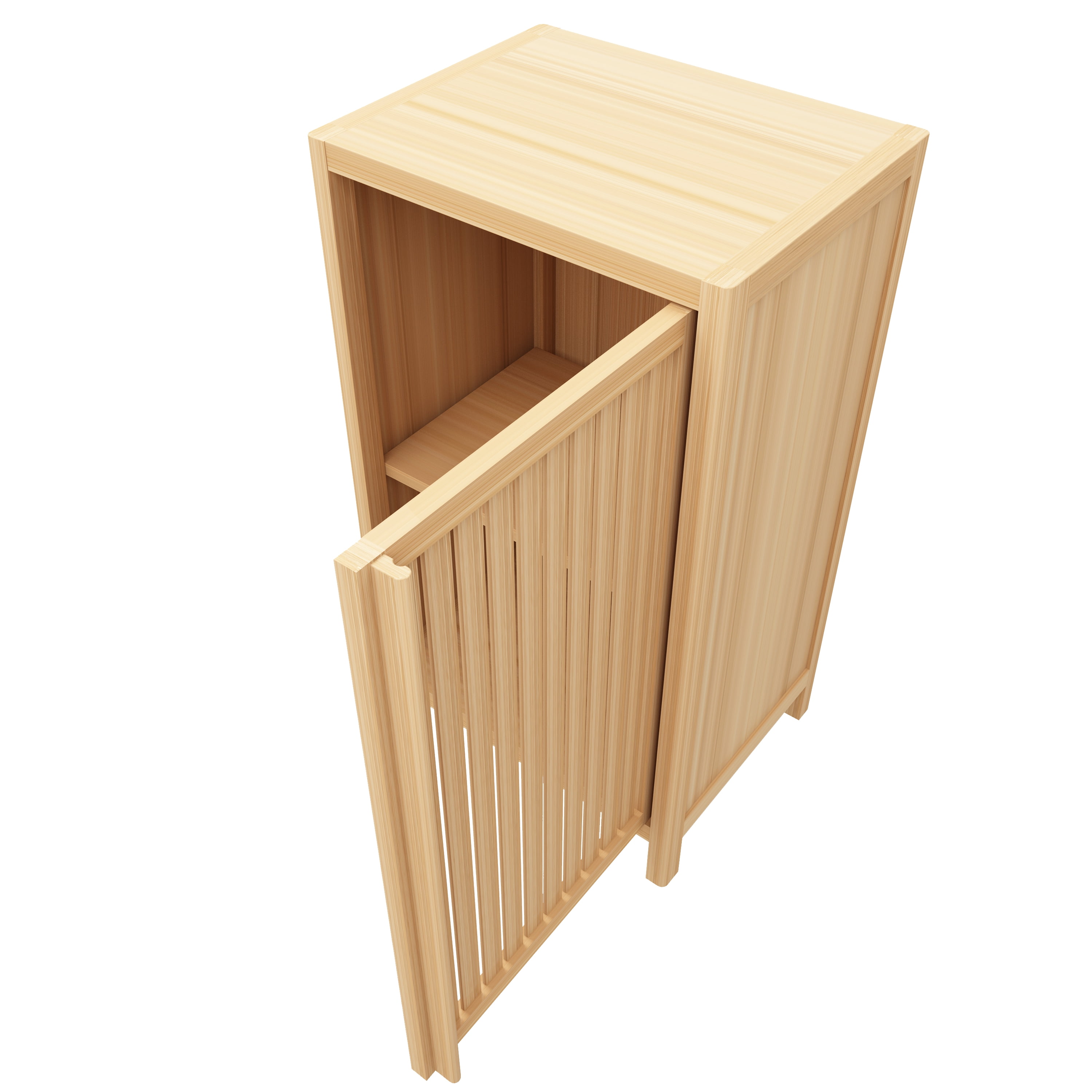 Freestanding Bamboo Storage Cabinet with Door & Shelf, Multi-Purpose Floor Cabinet for Bathroom Bedroom Hallway Kitchen