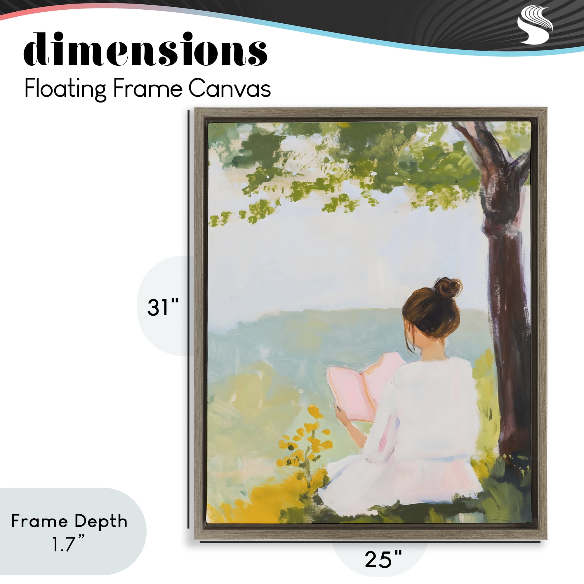 Stupell Industries Girl Reading in Nature Brown Framed Floater Canvas Wall Art, design by The Prints Vibe