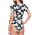 thumbnail image 3 of Uemuo Daisies Flowers Pattern Women's One Piece Short Sleeve Swimsuit Rash Guard Surfing Modest Quick-drying Swimsuit Beach Essentials-, 3 of 9