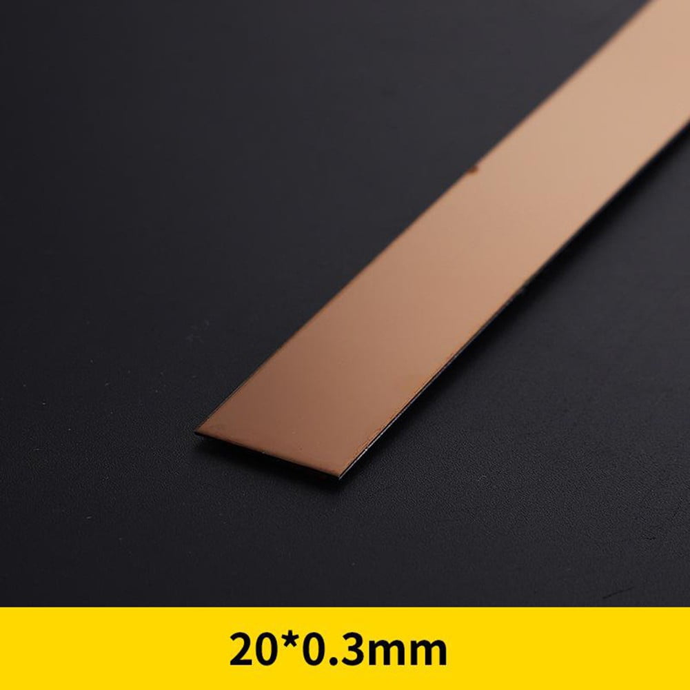5M Self Adhesive Stainless Steel Bar Mirror Metal Strip Decor Moulding Trim, Size: Rose Gold 20mm