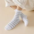 thumbnail image 4 of Mikilon Men's Coral Velvet Striped Socks Winter Thicken Warm Middle Tube Socks, 4 of 7