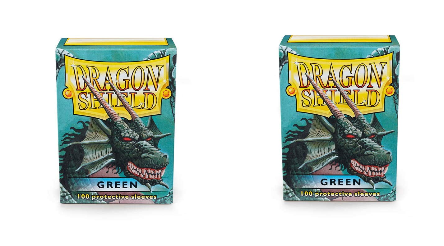 2 Packs Dragon Shield Classic Green Standard Size 100 ct Card Sleeves Individual Pack