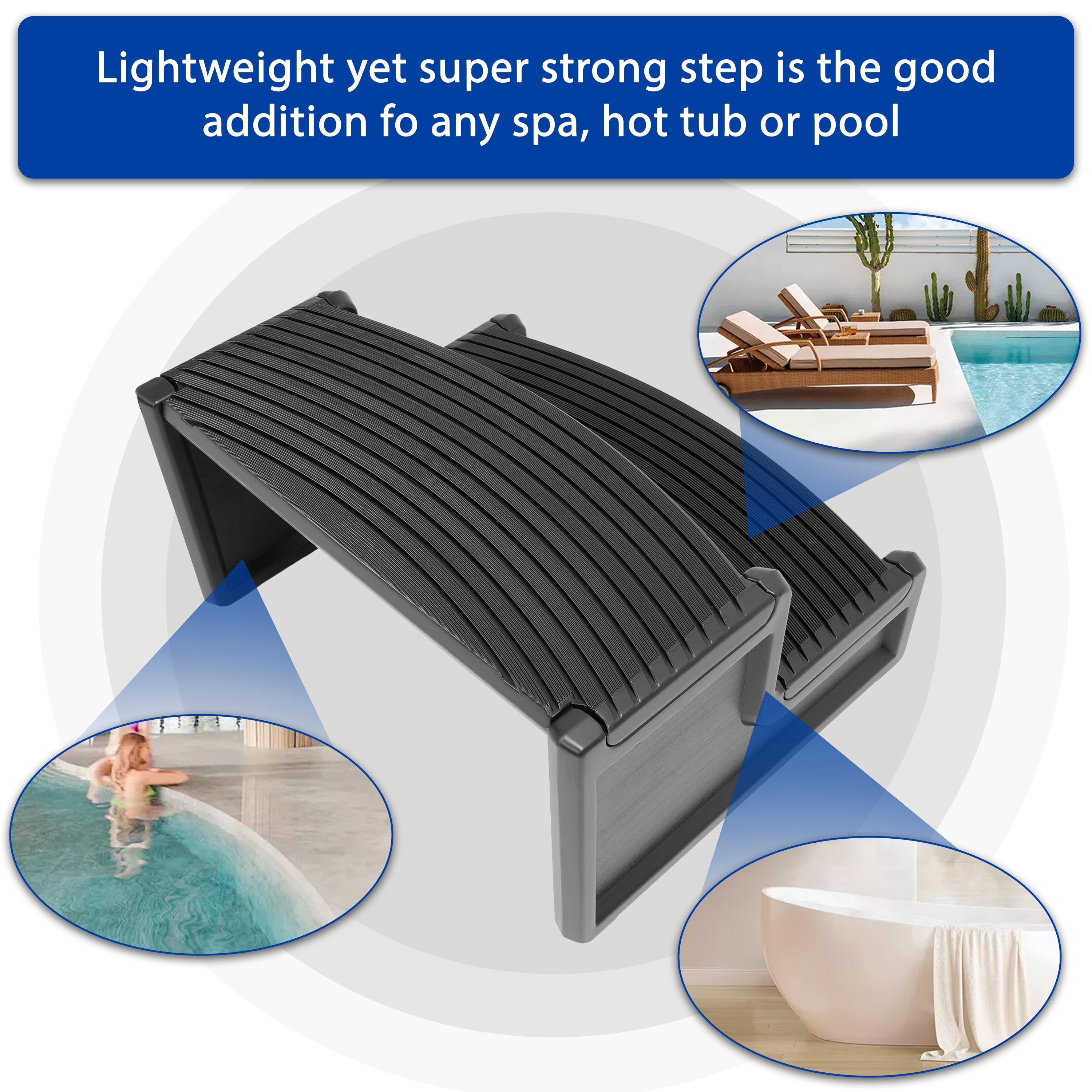 KOJEM Hot Tub Steps 2-Step Outdoor Spa Steps Indoor Step Stool Pool Ladder Non-Slip Surface