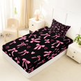 thumbnail image 2 of Manfei Fashion Bow Ribbon Twin Fitted Sheet,Pink Loves Pattern Bedding,2-Piece,1 Fitted Sheet and 1 Pillowcase, 2 of 6