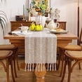 thumbnail image 1 of Zhuge Chemin de Table de Ferme, Chemins de Table Rustiques avec Franges, Chemin de Table Boho en Coton et Lin, Chemin de Table Tressé Rayé 13 Pouces x 72 Pouces, 1 of 4