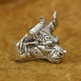 thumbnail image 6 of 925 Sterling Silver Huge Bull Ring Biker Punk Jewelry TA389 Small Model US Size 9, 6 of 17