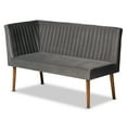 thumbnail image 4 of Baxton Studio Alvis Mid-Century Modern Grey Velvet Upholstered Back 2-Piece Dining Corner Bench, 4 of 9